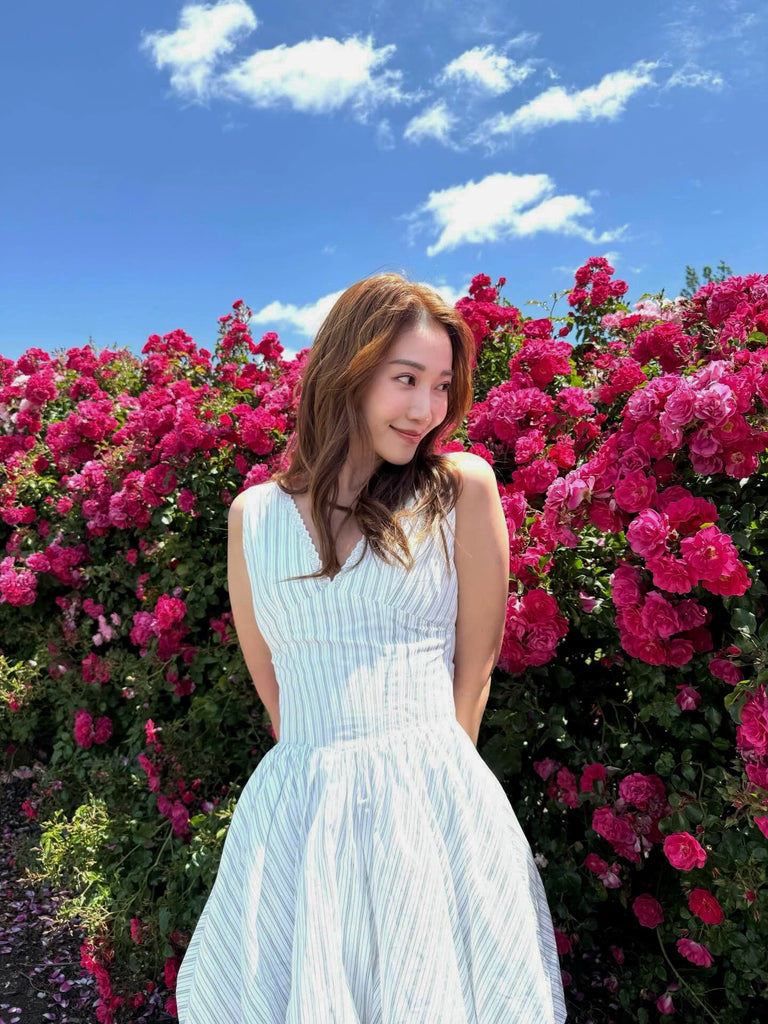 Grab a Drink with Me bubble dress in stripes/black