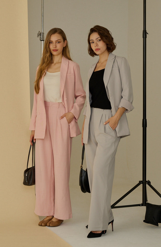 Élune double breasted blazer in grey