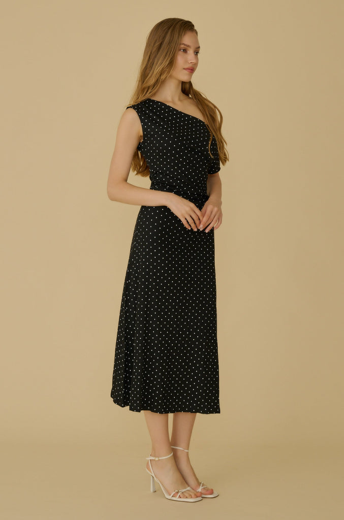 Moonlight polka midi dress