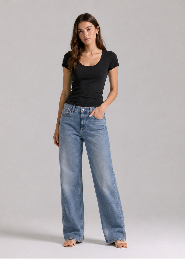 Crew neck Tencel elastic bra Tee
