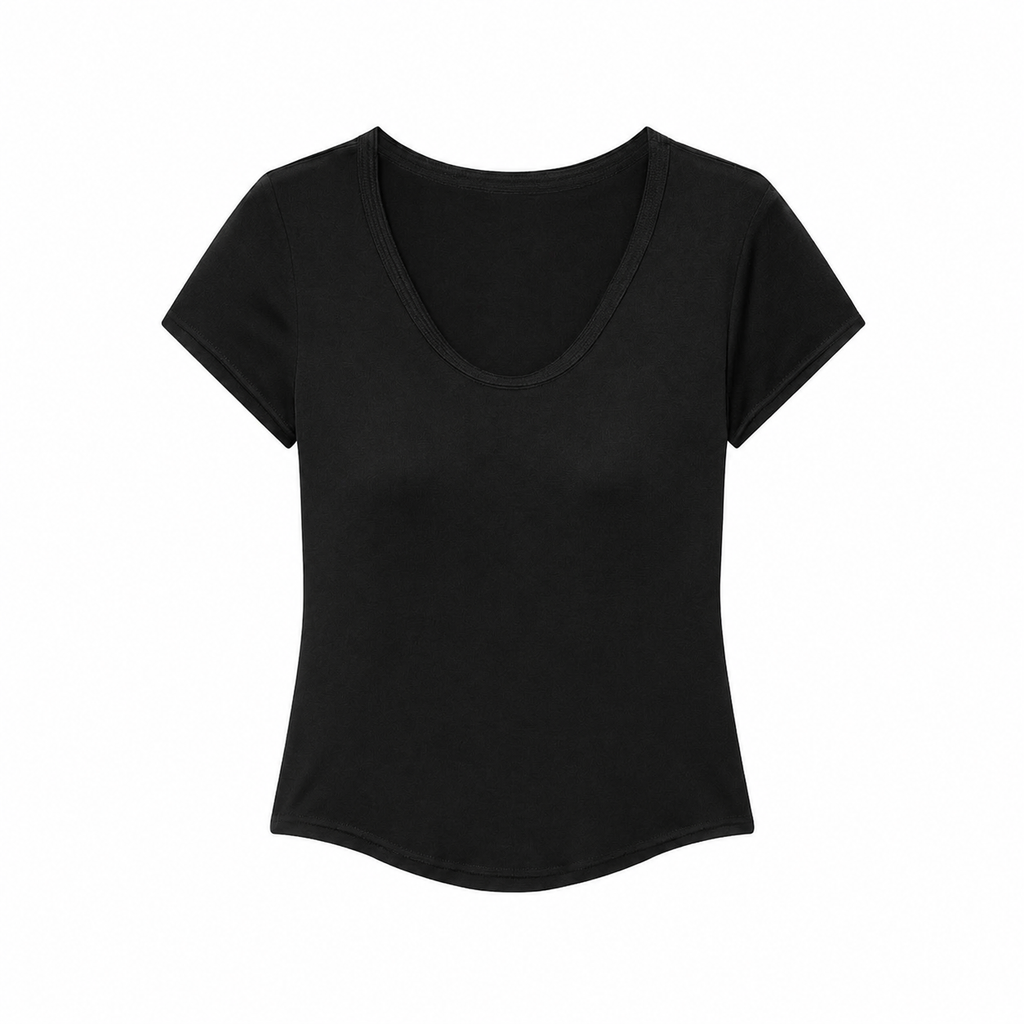 Crew neck Tencel elastic bra Tee