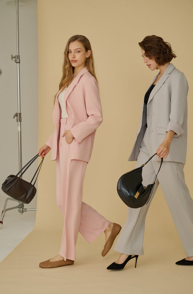Élune double breasted blazer in grey