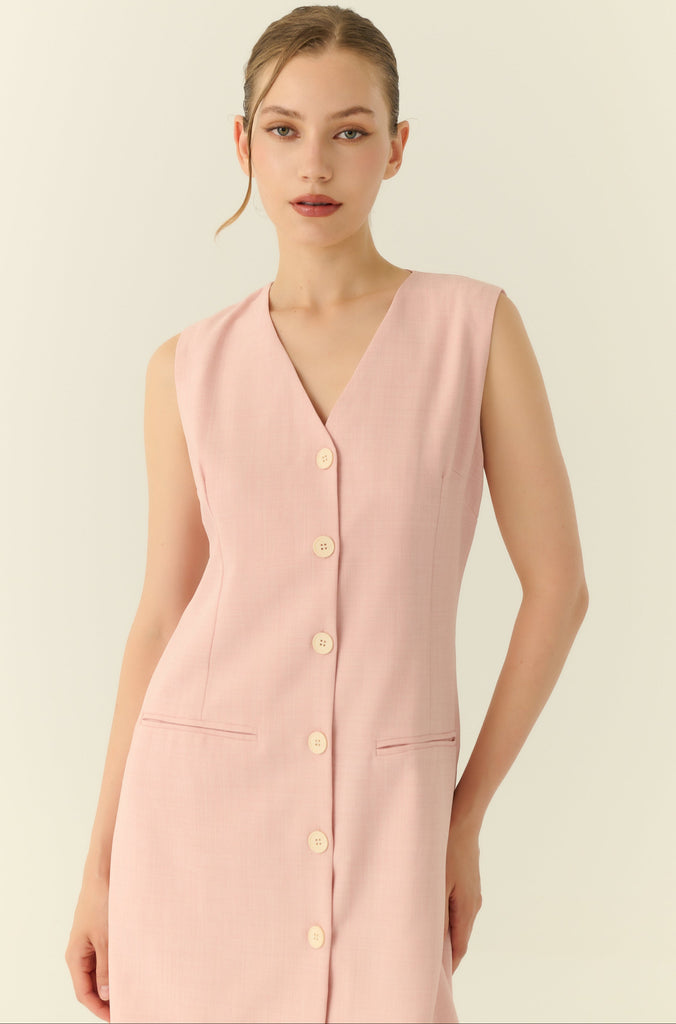 The parisian button down shift dress in pink
