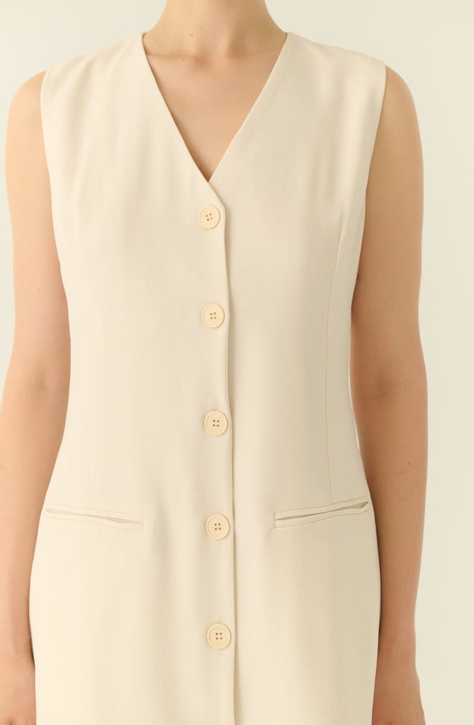 The parisian button down shift dress in beige