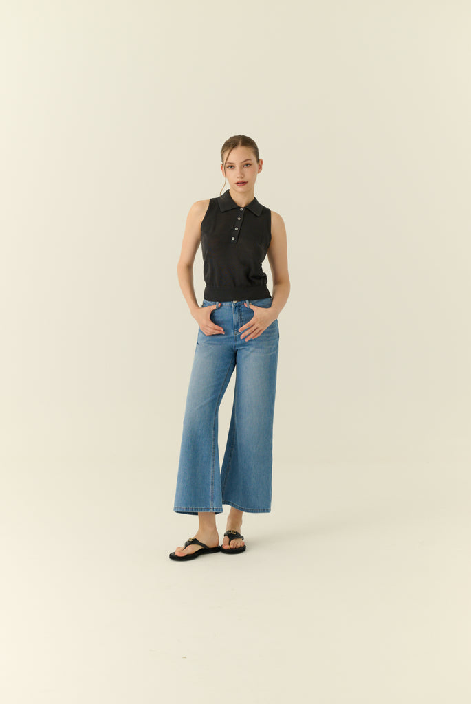 Golden hour knit top in black