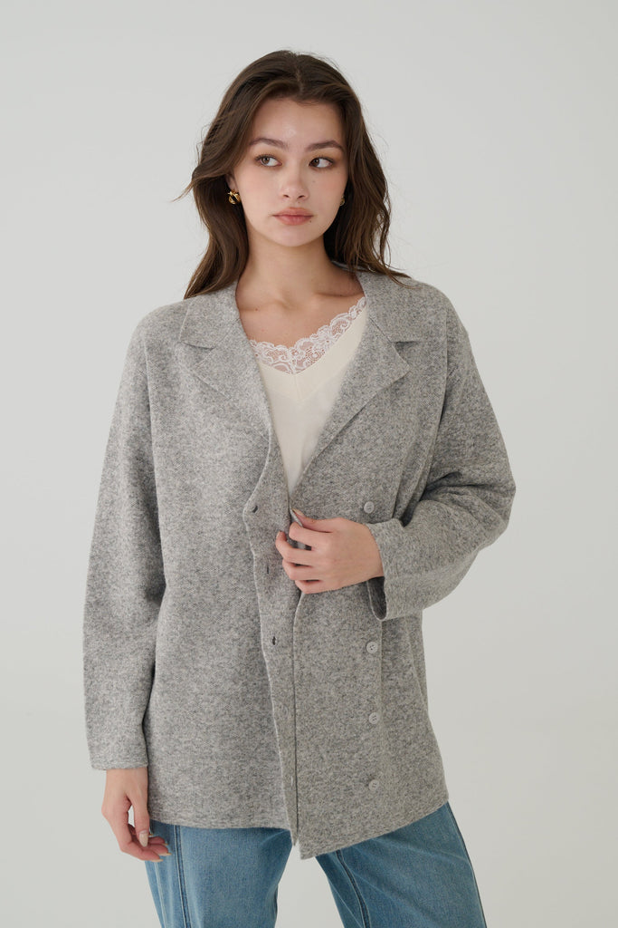 Smart casual wool blend blazer in Grey