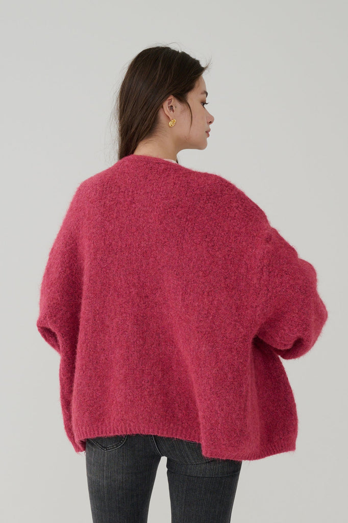 Color Mood Open Cardigan in Berry Red