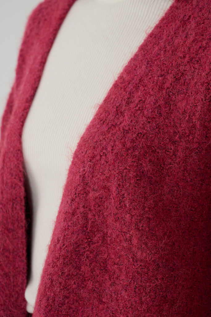 Color Mood Open Cardigan in Berry Red