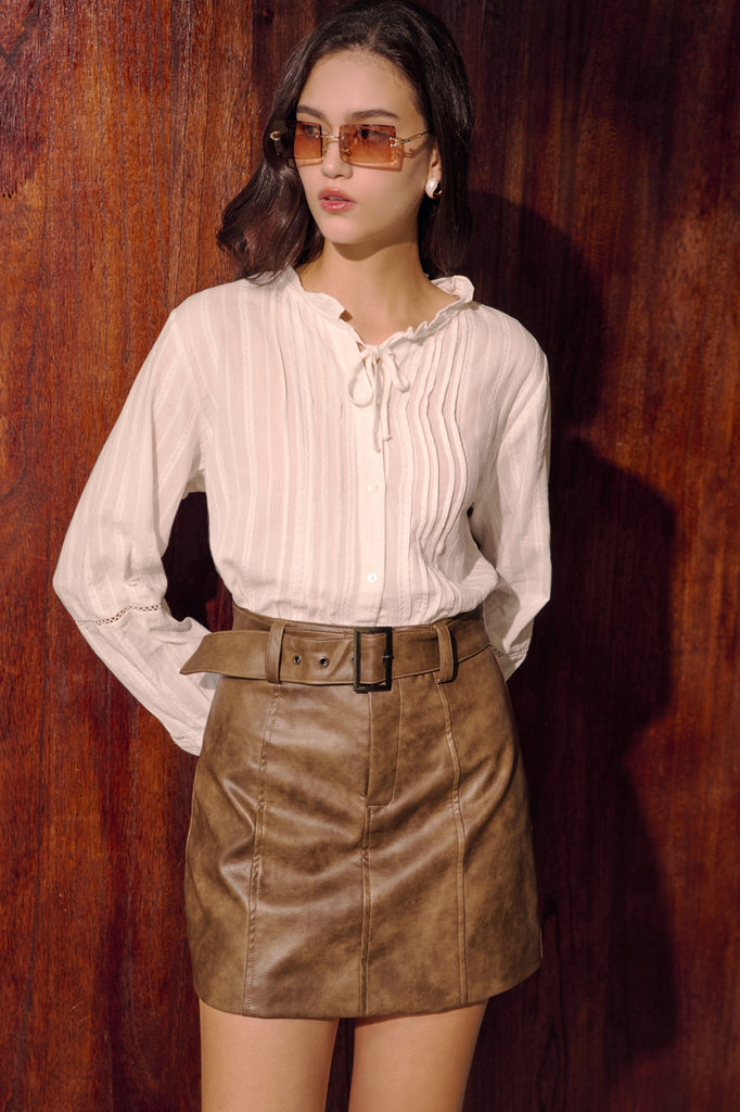 Faded glow leather mini skirt