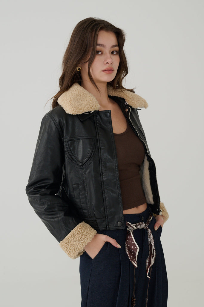 Top gun shearling faux leather jacket