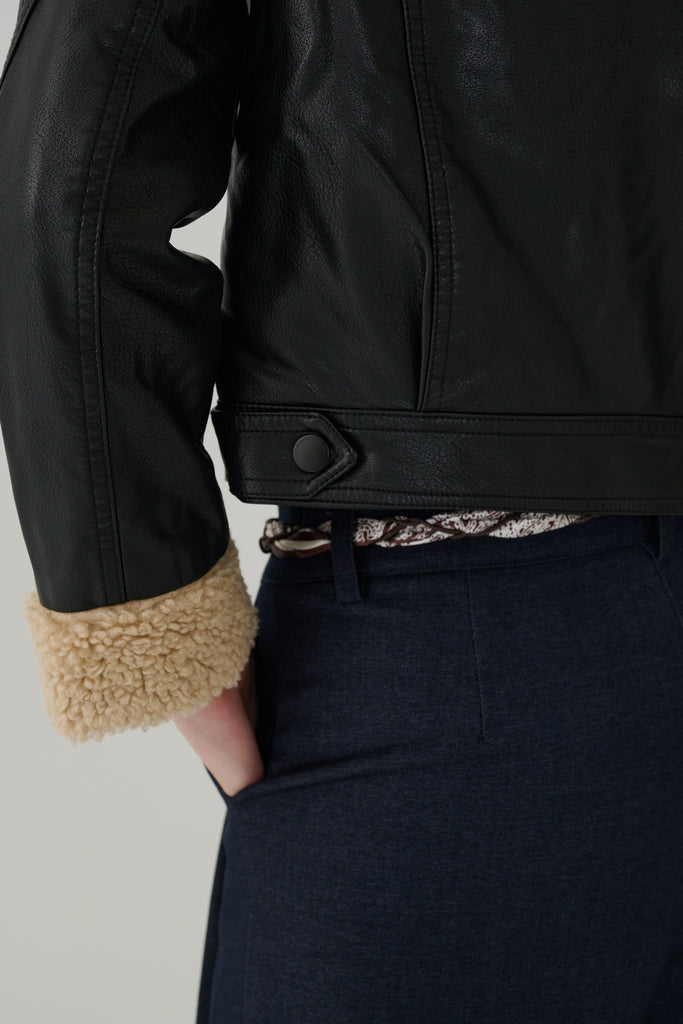 Top gun shearling faux leather jacket