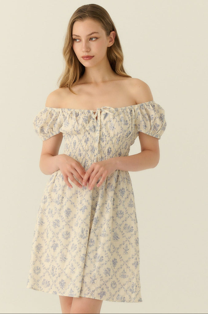 Azulejo print mini dress