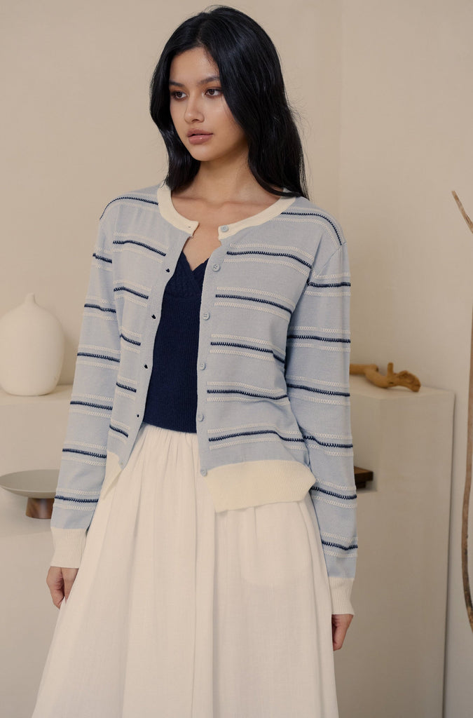 Blue hear stripes cardigan