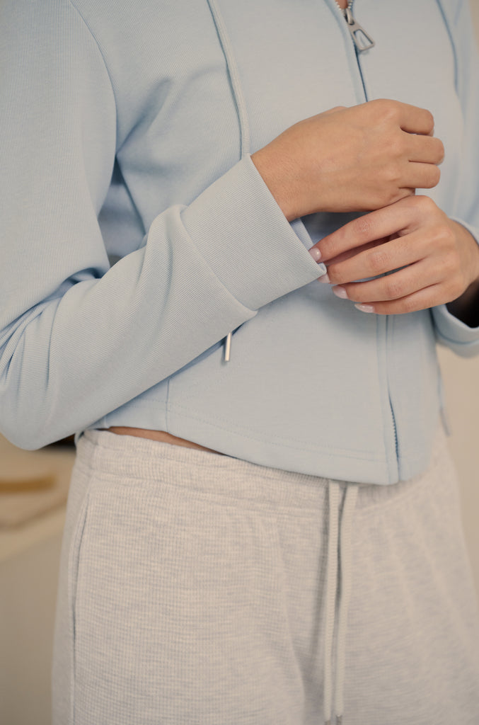 Baby blue zipper hoodie