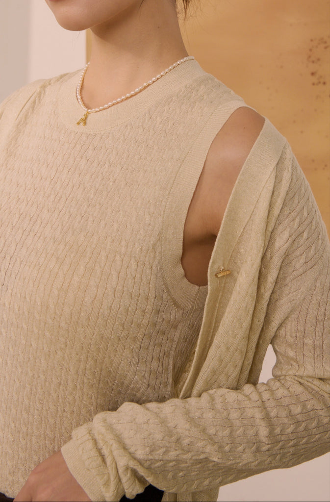 Afterglow bling knit cardigan in beige