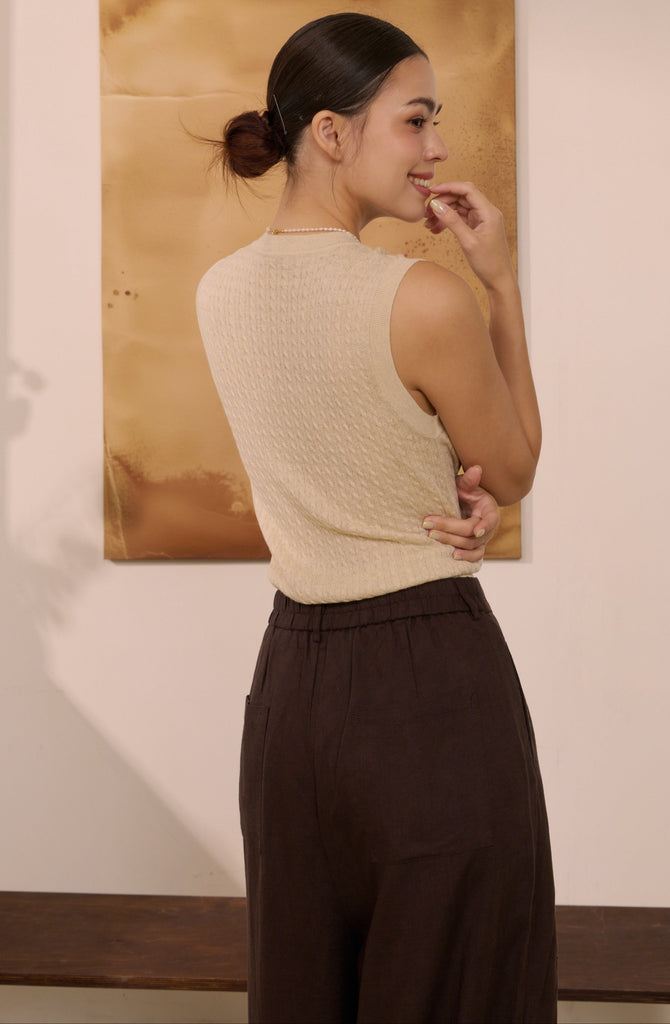 Afterglow bling knit top in beige