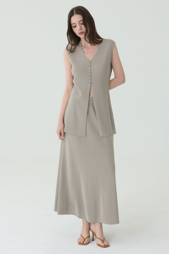 Minimal slit skirt grey