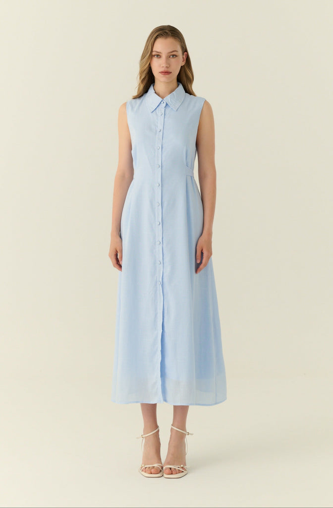 Élune classic maxi shirt dress in blue