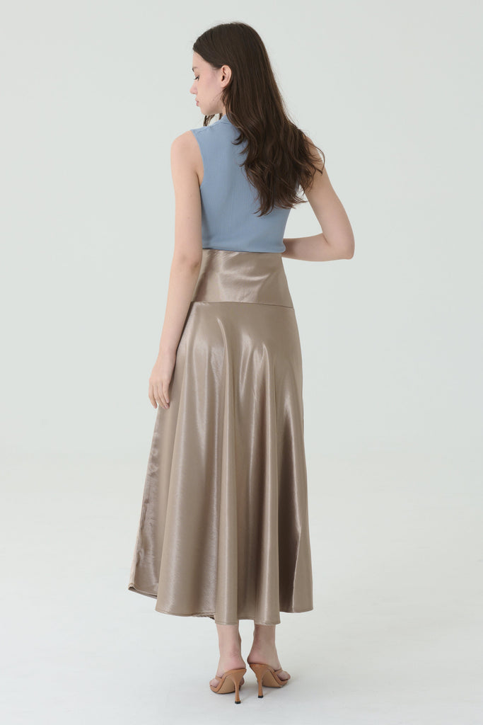 Champagne satin skirt in light gold