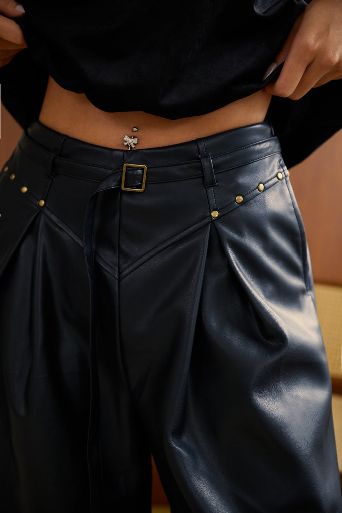 Urban tan faux leather pants