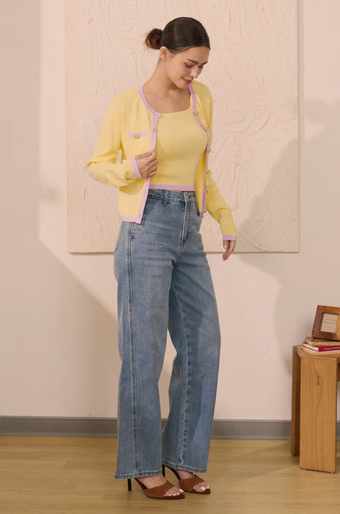 Honey pop knit cardigan in yellow