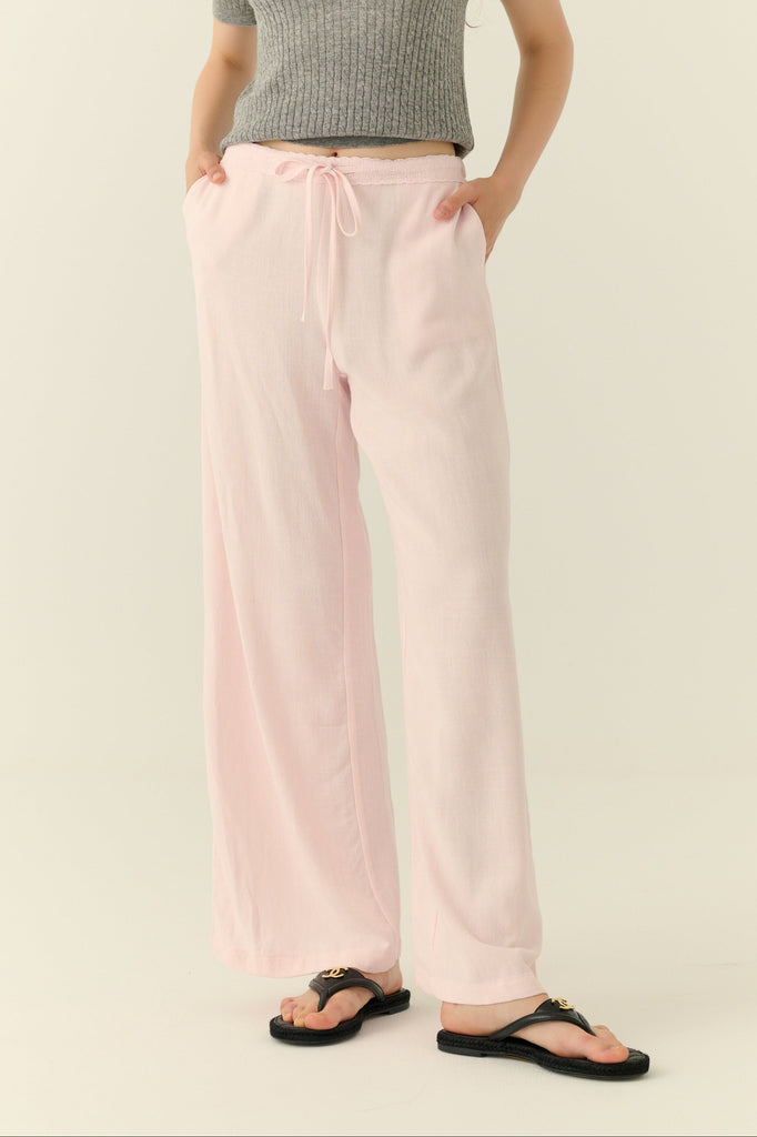 Coastal breeze linen pants in pink