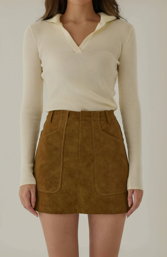 Brooklyn suede skort in caramel