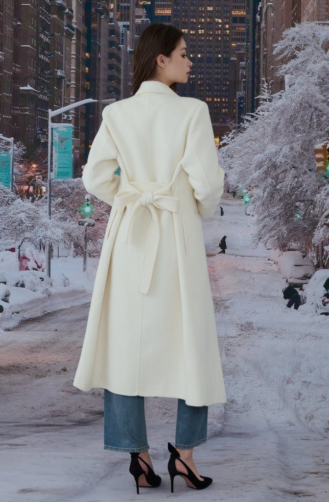 Belted Longline Drape wool Coat