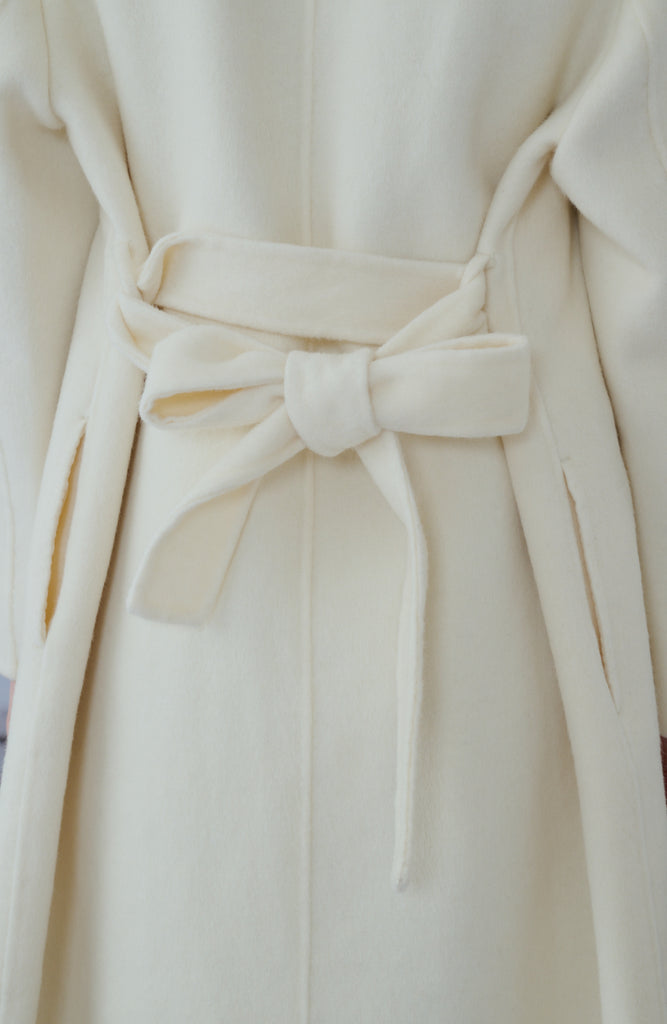 Belted Longline Drape wool Coat