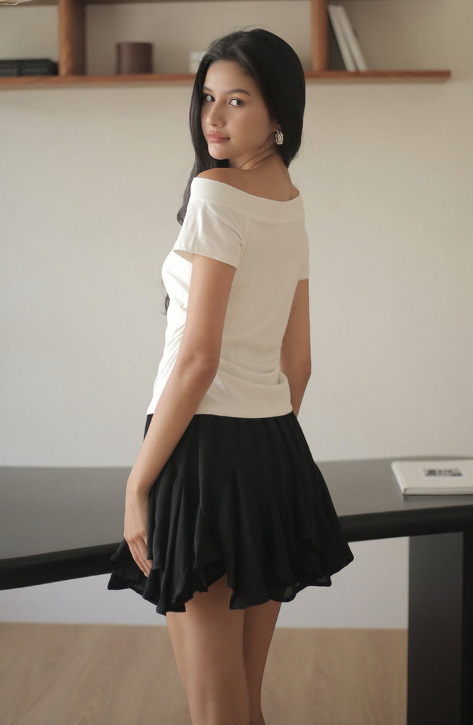 Breezy tulle skirt in black/white