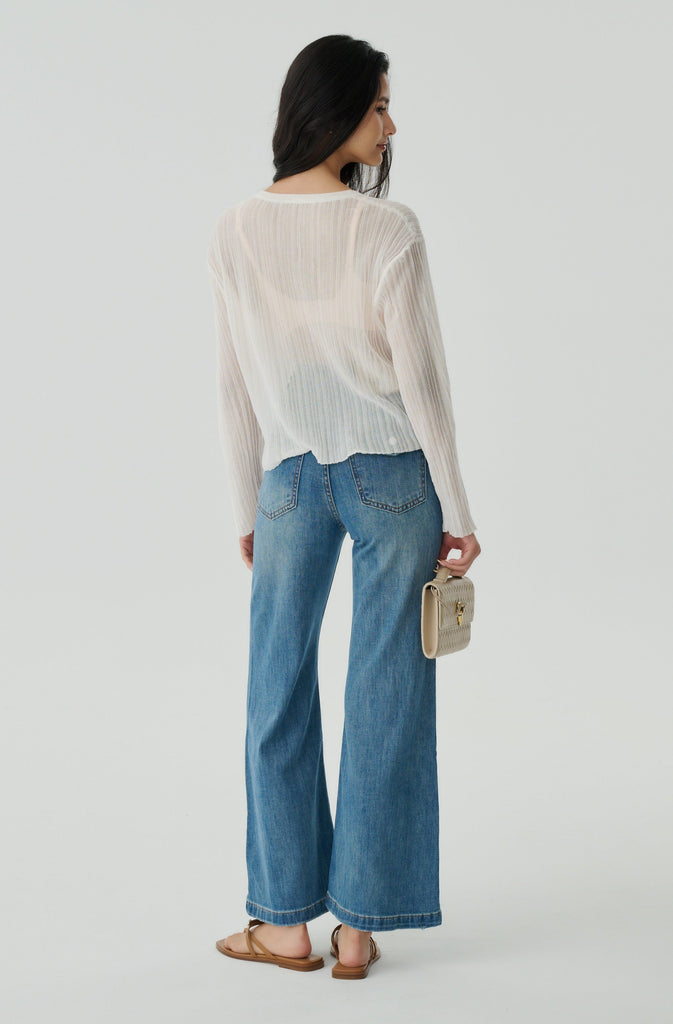 Midnight Sheer Knit Cardigan in White