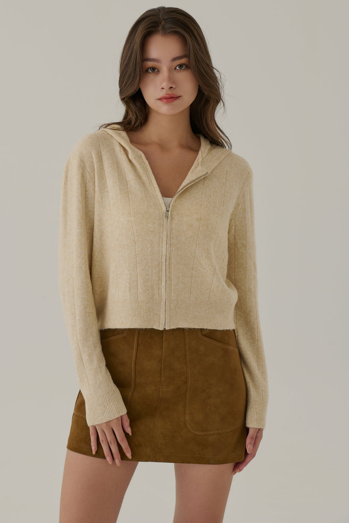 Seoul vibes knit hoodie in beige