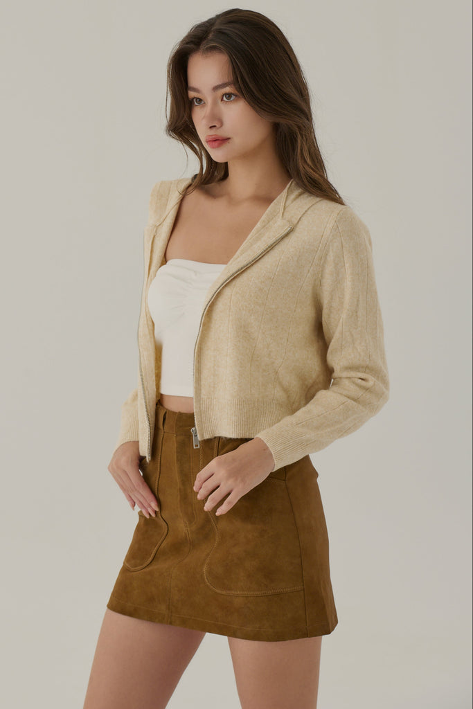 Seoul vibes knit hoodie in beige