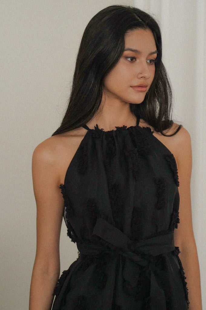 Tutu mini dress with belt in black
