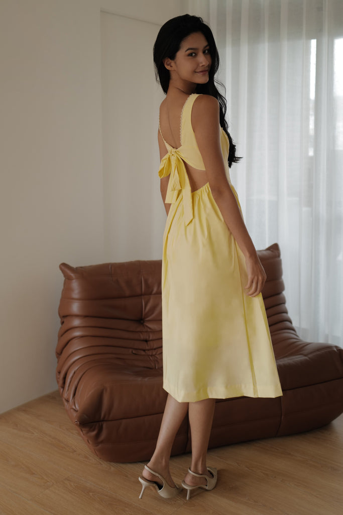 Sherri corset dress in yellow/white