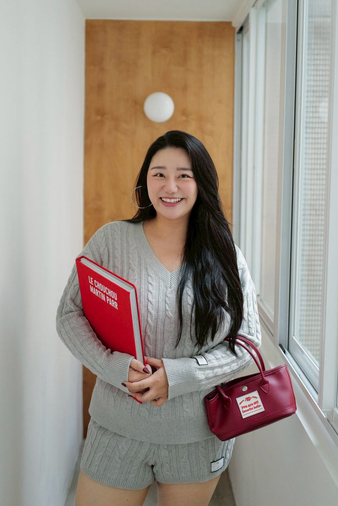 Knit cable elastic shorts