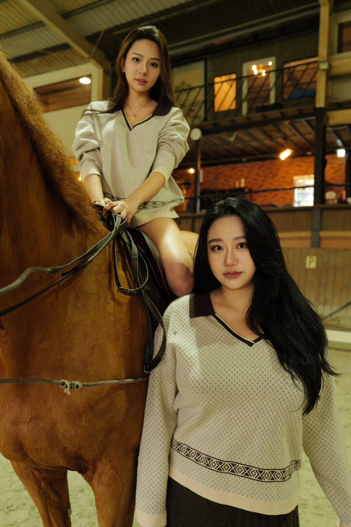 Big Moon V neck Polo sweater