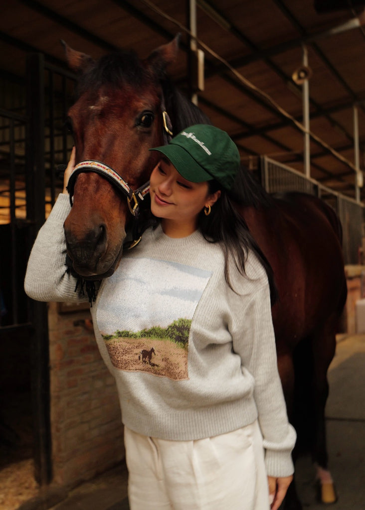 Cheval Gris knitted painting crew neck sweater