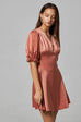 Glorious glam silky ruching dress in coral pink