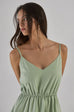 Missing calls elastic maxi dress green