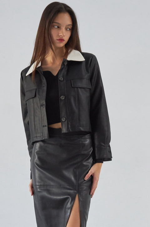 Western girl faux leather jacket