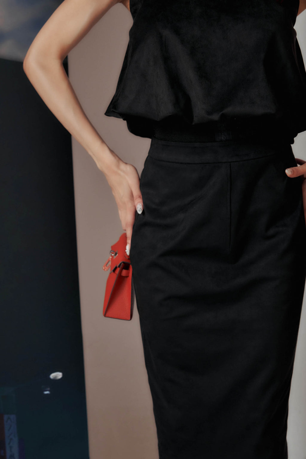 Midori x BisouBisou Cute But Savage Suede High Waisted Skirt