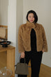Swiss faux fur coat in brown
