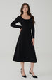 Queen vibe square neck knit dress in Black