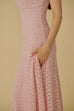 Special made floral elastic lace maxi dress in pink