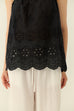Embroidered cotton top in black