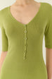 Soft touch button down knit dress in green