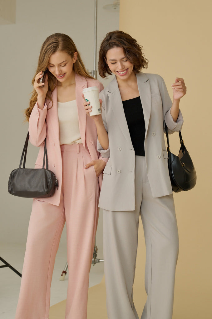 Élune double breasted blazer in grey