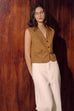 Creme brulee suede vest