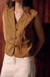 Creme brulee suede vest